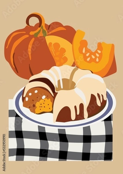 Obraz card with  pumpkin pie