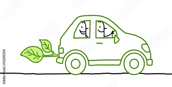 Obraz 2 men in green car