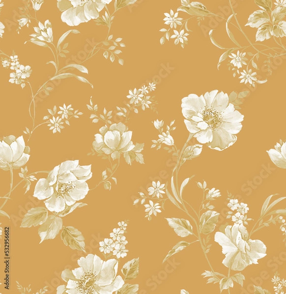 Fototapeta Classic Popular Flower Seamless pattern background.Perfect for wallpaper, fabric design, wrapping paper, surface textures, digital paper.
