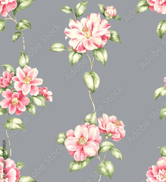 Fototapeta Classic Popular Flower Seamless pattern background.Perfect for wallpaper, fabric design, wrapping paper, surface textures, digital paper.