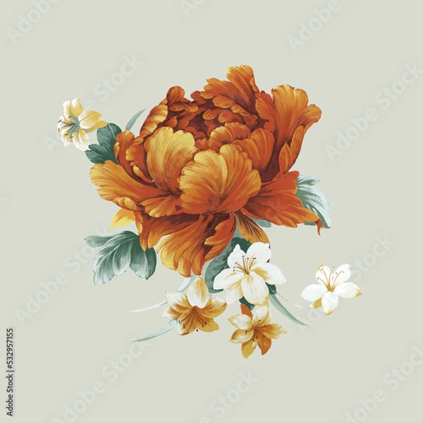 Fototapeta Flowers watercolor illustration.Manual composition.Big Set watercolor elements，Design for textile, wallpapers，Element for design,Greeting card