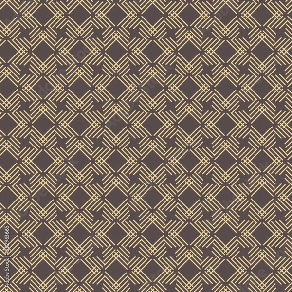 Fototapeta Seamless brown and yellow geometric abstract vector pattern whith rhombuses. Geometric modern ornament. Seamless modern background