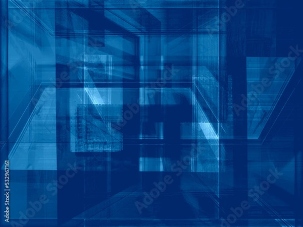 Fototapeta Abstract blue background, with spectacular light and dark accents. Surreal art nouveau wall canvas. For your projects and works.