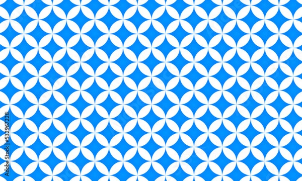Fototapeta Simple blue and white elegant pattern with petal shape motif. ‘Flower of life’ geometrical vector pattern
