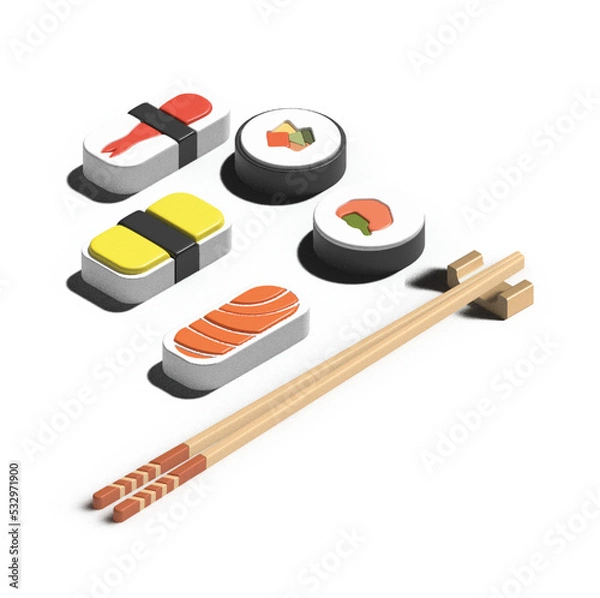 Obraz 3D sushi illustration vector