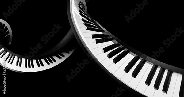 Fototapeta piano keyboard 3d render made in blender piano floating in space