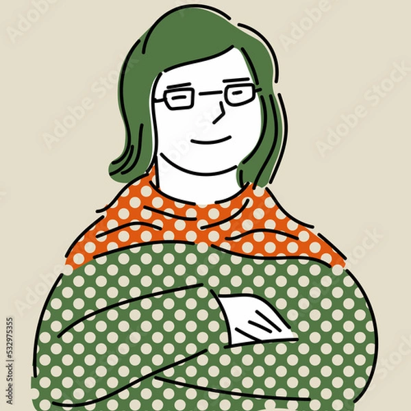 Obraz 腕を組むメガネをかけた男性のイラスト