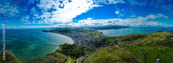 Fototapeta Great Orme near Llandudno in North Wales. - Aerial view of Llandudno