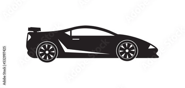 Obraz Lux sportscars vector icon, black on white background