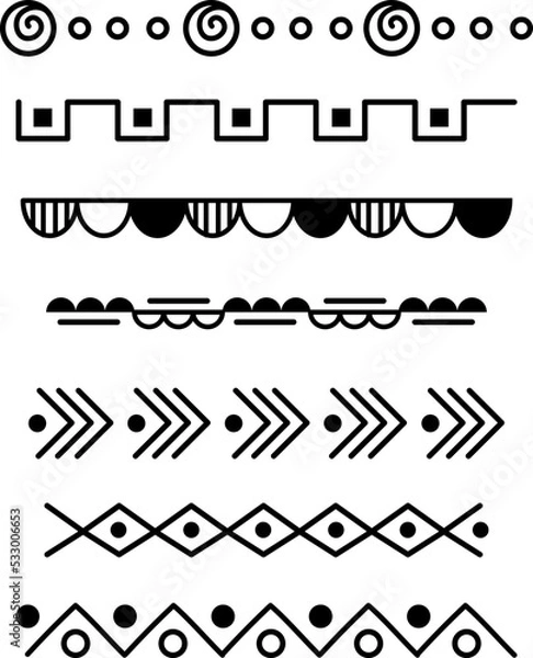 Fototapeta Hand drawn vector dividers.Doodle design elements.