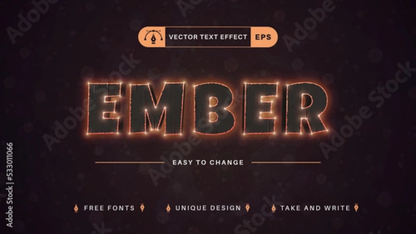 Fototapeta Ember - Editable Text Effect, Font Style