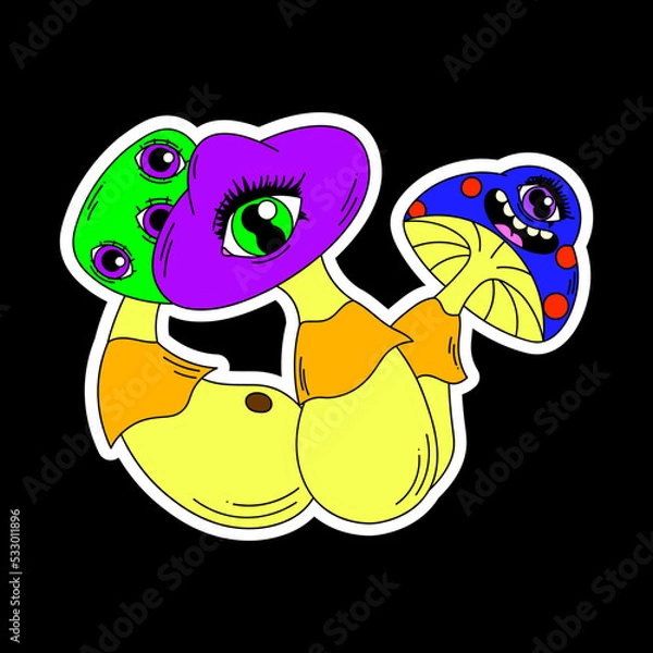 Obraz Psychedelic mushrooms with lots of eyes. Psychedelics, surrealism