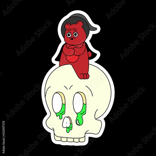 Obraz A sticker with a bear in a wizard's costume that sits on the skull.