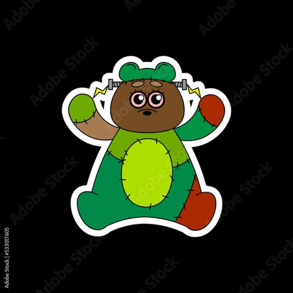 Obraz Sticker with a Frankenstein bear. Halloween