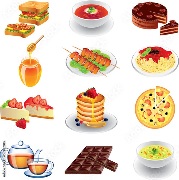 Obraz food photo-realistic vector set