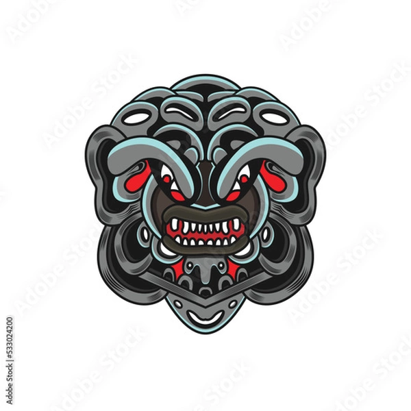 Obraz Oni head mascot logo vector design illustration