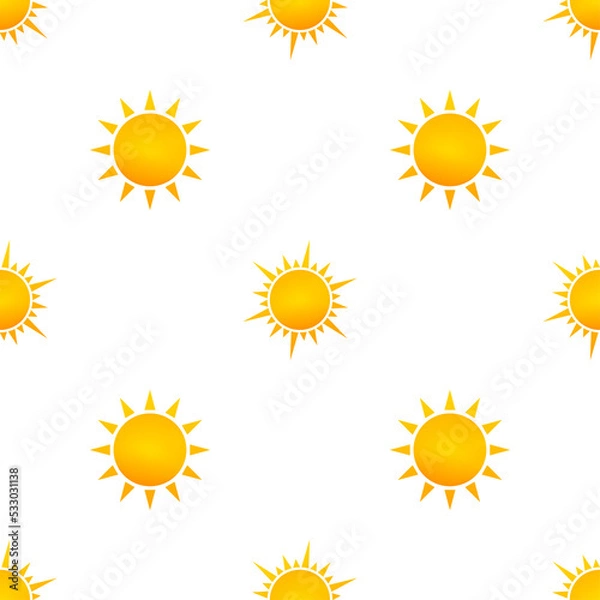 Fototapeta Realistic sun pattern for weather design on white background.  illustration.
