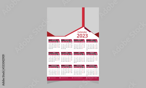 Fototapeta Wall Calendar Template 2023