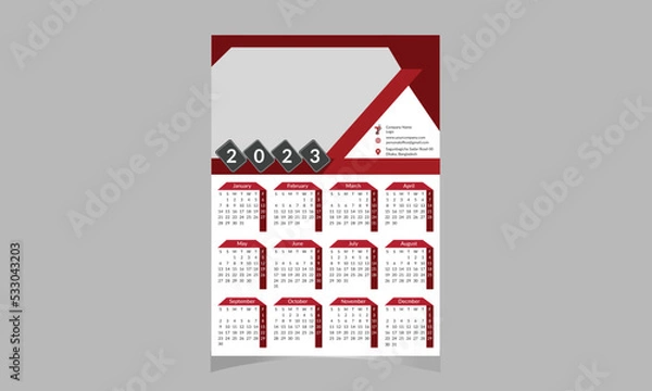 Fototapeta Wall Calendar Template 2023