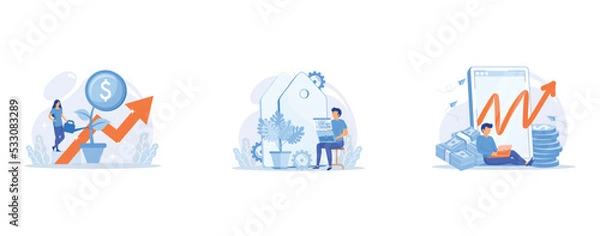 Obraz Financial investment, Freelance programming, Internet business income, set flat vector modern illustration