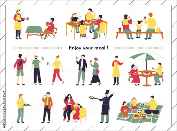 Fototapeta 食事を楽しむ人達