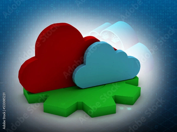 Fototapeta 3d rendering Cloud online storage in background