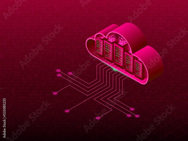 Fototapeta 3d rendering Cloud online storage in background