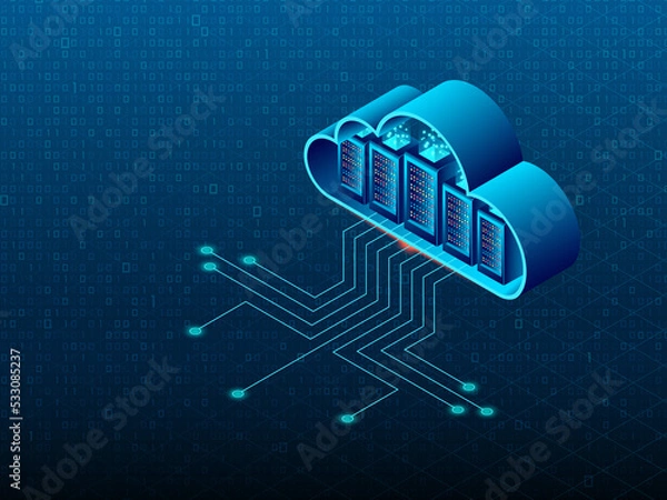 Fototapeta 3d rendering Cloud online storage in background