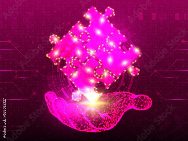 Obraz 2d illustration Abstract futuristic electronic circuit technology background