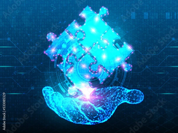 Obraz 2d illustration Abstract futuristic electronic circuit technology background