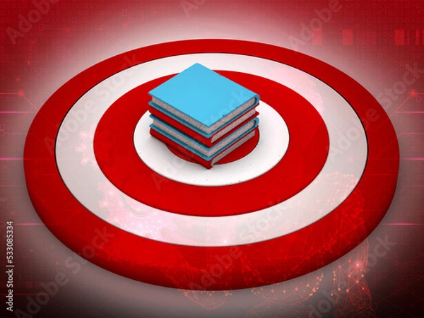 Obraz 3d rendering book on target 