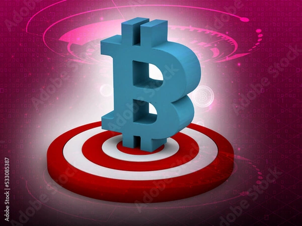 Obraz 3d rendering bitcoin sign with target