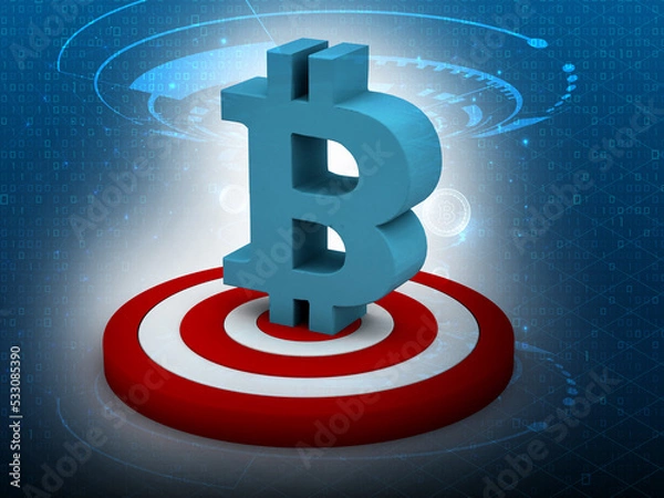 Obraz 3d rendering bitcoin sign with target