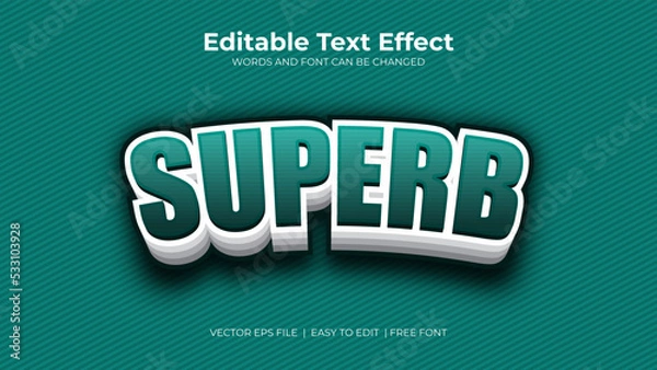 Obraz Superb text effect in 3d style tosca color
