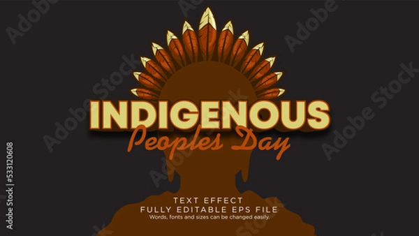 Fototapeta Indigenous Peoples Day Text Effect Font Type Vector Simple Background