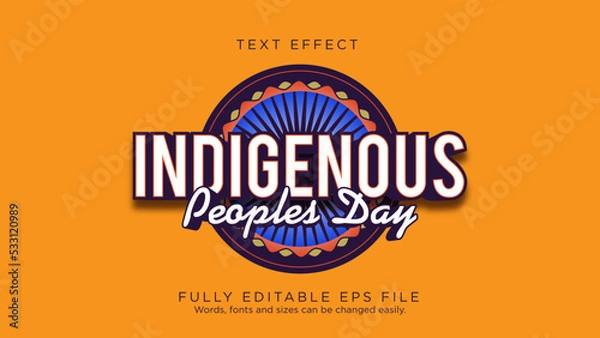 Fototapeta Indigenous Peoples Day Text Effect Font Type Vector Simple Logo Background