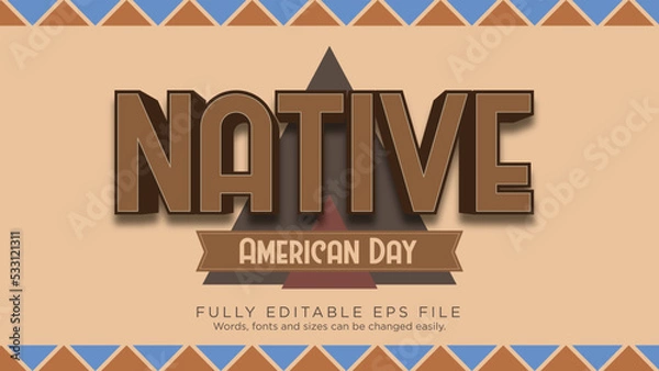 Fototapeta Native American Day Text Effect Font Type Vector Simple Background