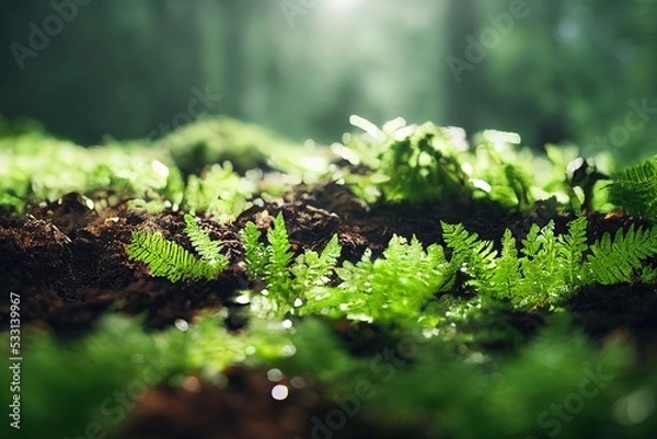 Fototapeta Beautiful Forest Soil Front Low Angle