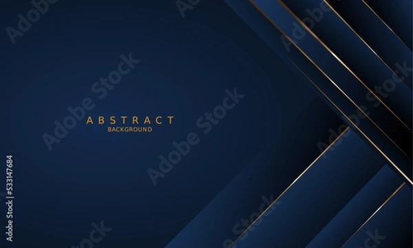 Fototapeta dark blue luxury premium background and gold line.