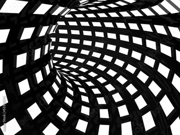 Fototapeta Abstract black and white tunnel