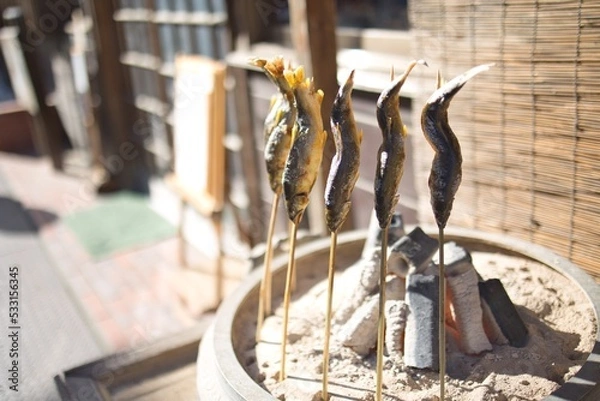 Obraz 鮎の串焼き