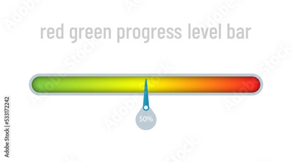 Fototapeta Measure the level with a green red gradient and a percentage arrow on the side. Progress indicator bar template. Creative vector illustration for infographics on the site.