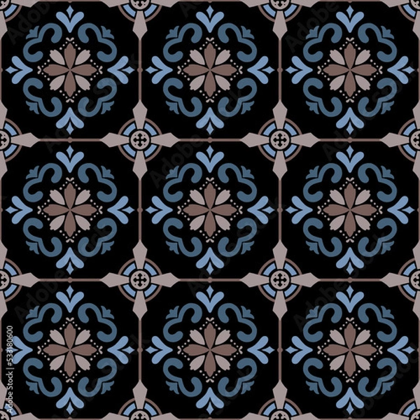 Fototapeta Seamless pattern decorative, flower pattern in vintage mandala style for tattoos, fabrics or decorations and more	