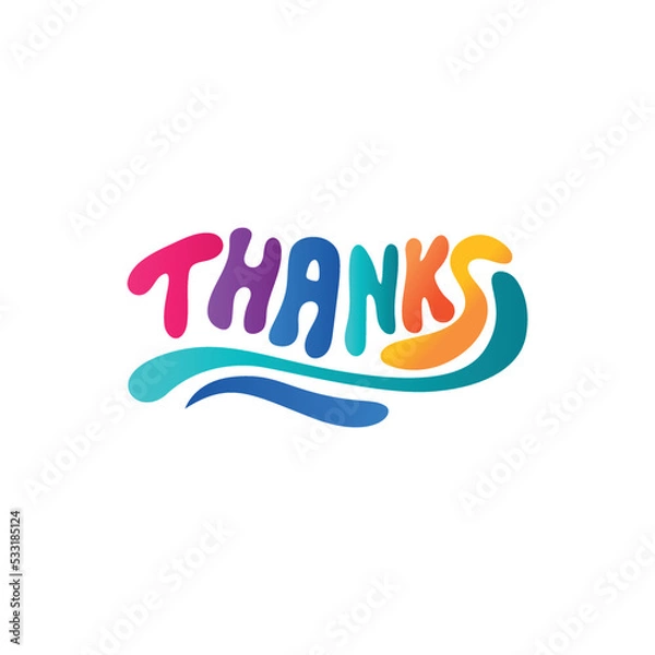 Fototapeta THANK YOU or Thanks colorful vector mixed typography banner with brush calligraphy