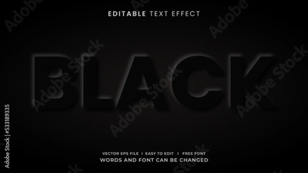 Fototapeta Black embossed editable text effect