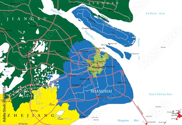 Obraz Mapa Szanghaju