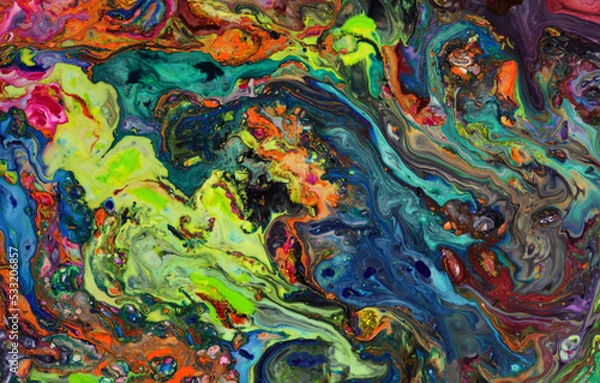 Fototapeta Flow Marble texture. Art Abstract color horizontal background. Acrylic pour colors.