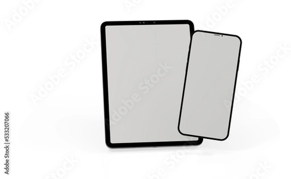 Fototapeta Photo Black tablet computer with blank 3d