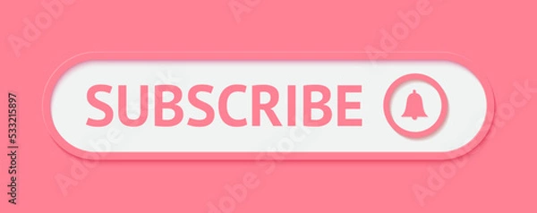 Fototapeta Subscribe button with bell and hand cursor. Subscribe to video channel. Buttons subscriptions for social media. Web buttons for promotion and marketing. Vector illustration.
