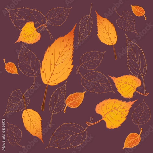 Obraz Autumn Vector Pattern with Yellow Leaves